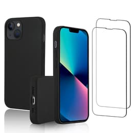 Capa iPhone 13 e 2 películas de proteção - Silicone - Preto