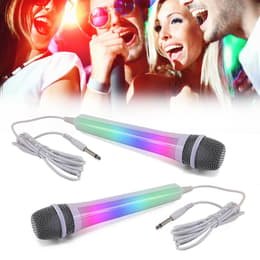 Pack Karaoké 2 Microphones filaires dynamiques - White - Effet lumineux Disco - MR ENTERTAINER G158BG Acessórios De Áudio