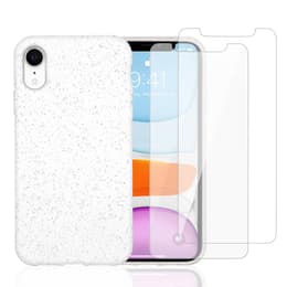 Capa iPhone XR e 2 películas de proteção - Material natural - Branco