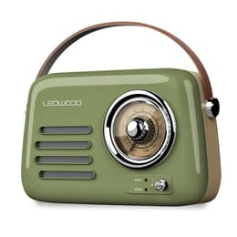 Radio Rétro portable Ledwood ALMA, FM, Bluetooth Entrée USB, Puissance 3W - Batterie 3,7V-1500mAh - Retro Vintage - Vert Olive Rádio