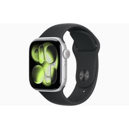 Apple Watch (2025) GPS 42 mm - Alumínio Prateado - Bracelete desportiva Preto
