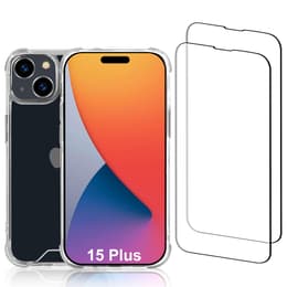 Capa iPhone 15 Plus e 2 películas de proteção - Plástico reciclado - Transparente