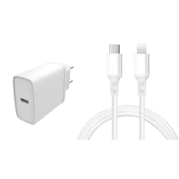 Cabo e Tomada de parede (USB-C + Lightning) 20W - WTK