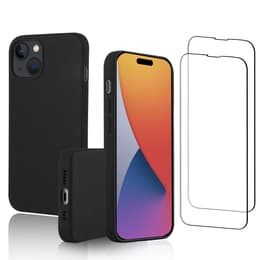Capa iPhone 15 e 2 películas de proteção - Silicone - Preto