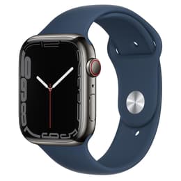 Apple Watch Series 7 (2021) GPS + Celular 41 mm - Aço inoxidável Grafite - Bracelete desportiva Azul