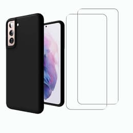 Capa Galaxy S21 FE 5G e 2 películas de proteção - Silicone - Preto
