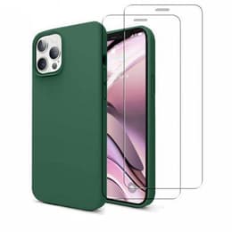 Capa iPhone 12/12 Pro e 2 películas de proteção - Silicone - Verde