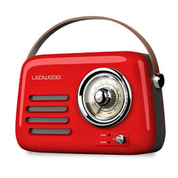 Radio Rétro portable Ledwood ALMA, FM, Bluetooth 5.3 Entrée USB, Puissance 3W - Batterie 3,7V-1500mAh - Retro Vintage - Rouge Rádio